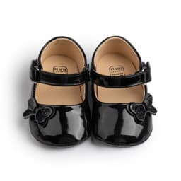 KIDSUN Baby Shoes Newborn Girl Princess PU Toddler Shoes Bow Decor Rubber Sole Anti-Slip First Walker Shoes 0-18M