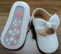 KIDSUN Baby Shoes Newborn Girl Princess PU Toddler Shoes Bow Decor Rubber Sole Anti-Slip First Walker Shoes 0-18M