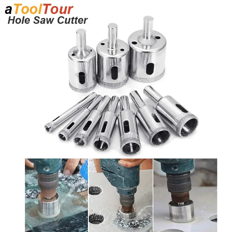 Drill Bit Set Diamond Coated Marble Glass Ceramic Porcelain Tile Granite Stone Bottles Hole Saw Cutter Power Construction Tool