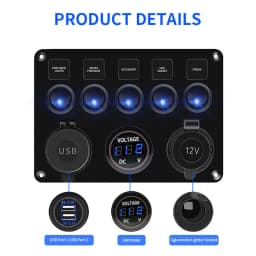 5 Gang 8 Gang Button Rocker Toggle Switch Panel Usb Control For Car Truck Marine Boat RV ATV UTV Camper Caravan Circuit Breaker