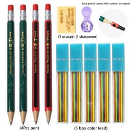 2.0 mm Mechanical Pencils Set 2B Automatic Student Pencils with Sharpener Color Pencil Leads School Pens Kawaii Cute Stationery
