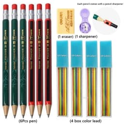 2.0 mm Mechanical Pencils Set 2B Automatic Student Pencils with Sharpener Color Pencil Leads School Pens Kawaii Cute Stationery
