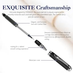 STONEGO Carbon Fiber Signature Pen, Premium Metal Gel Ink Pens Micro Point 0.5mm Black Ink Smooth Writing Ball Pen