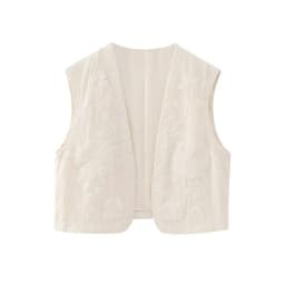 KEYANKETIAN Women Vintage Floral Embroidered Open WaistCoat Ladies National Style Vest Jacket Outfits Casual Vacation Crop Top
