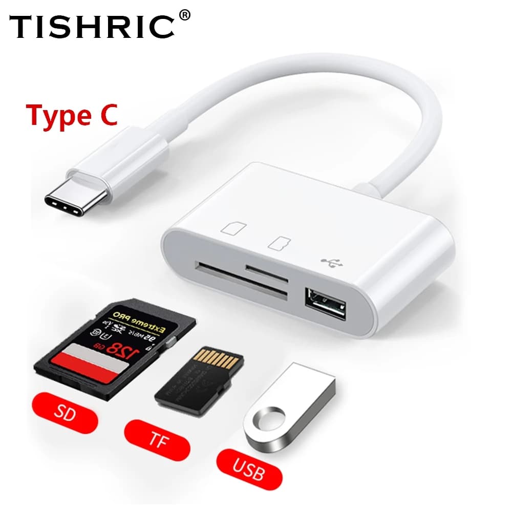 TISHRIC Micro USB Type C Adapter USB TF SD Card Reader USB-C Memory Card Adapter For Macbook Samsung Huawei XiaoMi Laptop Phone