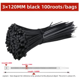Self-locking plastic nylon tie 100 PCS black 5x300cable tie fastening ring4x200 cable tie zip wraps strap nylon cable tie set