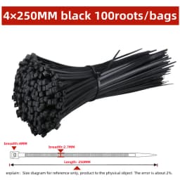 Self-locking plastic nylon tie 100 PCS black 5x300cable tie fastening ring4x200 cable tie zip wraps strap nylon cable tie set