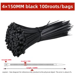 Self-locking plastic nylon tie 100 PCS black 5x300cable tie fastening ring4x200 cable tie zip wraps strap nylon cable tie set