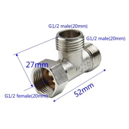 Toilet Diverter Valve Copper T Adapter G1/2" T-Valve For Bath Bidet Sprayer Shower Fitting 4 Points Copper Three-way Water Pipe