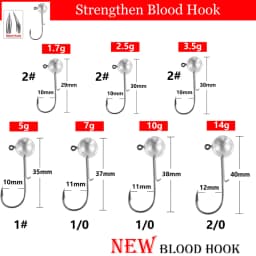 10pcs/lot big head jigs hook 1g-20g All size Round Ball Jig Head Hook Weedless Long Shank Jig Head For Soft Worm Fishing