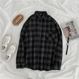 JMPRS Vintage Women Plaid Shirts Autumn Long Sleeve Oversize Button Up Tops Korean Loose Casual Fall Outwear Femme Shirts