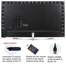 TV Backlight Music Sync USB Powered RGB LED Strip Light for 15 - 80 Inch TV, Mirror, PC