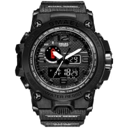 SMAEL New Sport Watch Mens 50M Waterproof Clock Alarm 1545D Dual Display Wristwatch Quartz Military Watches For Men