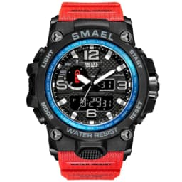 SMAEL New Sport Watch Mens 50M Waterproof Clock Alarm 1545D Dual Display Wristwatch Quartz Military Watches For Men