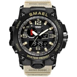 SMAEL New Sport Watch Mens 50M Waterproof Clock Alarm 1545D Dual Display Wristwatch Quartz Military Watches For Men