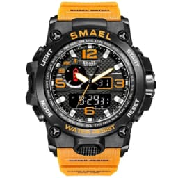 SMAEL New Sport Watch Mens 50M Waterproof Clock Alarm 1545D Dual Display Wristwatch Quartz Military Watches For Men