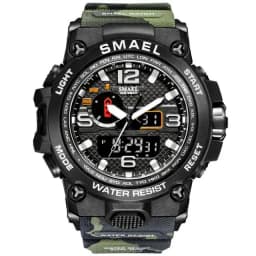 SMAEL New Sport Watch Mens 50M Waterproof Clock Alarm 1545D Dual Display Wristwatch Quartz Military Watches For Men