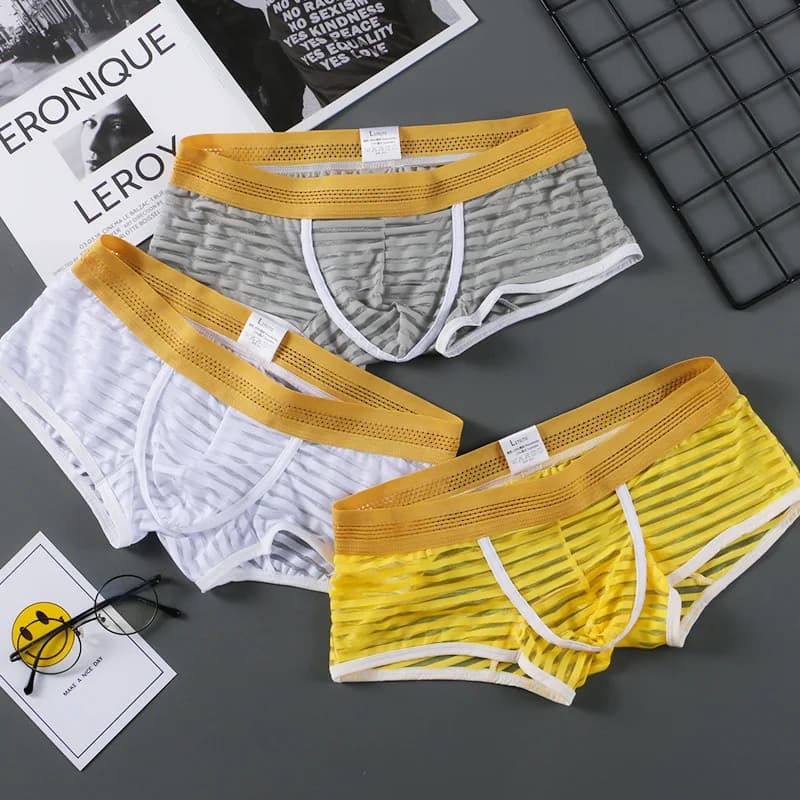semi transparent underwear for men with three-dimensional cut breathable mesh  for men boxer shorts 5021-PJ