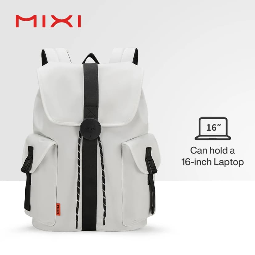 Mixi 16'' Laptop Backpack Women Men Waterproof Lightweight Casual Weekender Travel Bags College Students Rucksack  17 Inch White