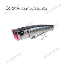 LETOYO Topwater Popper 8.5-30g floating Rock pop Artificial Hard Baits for Bass Perch Pike Fishing Lure
