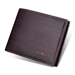 Men Short Style Wallet Glossy Wood Grain Fashion Multi Card Wallet Card Holder Business Folding Wallet