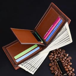 Men Short Style Wallet Glossy Wood Grain Fashion Multi Card Wallet Card Holder Business Folding Wallet