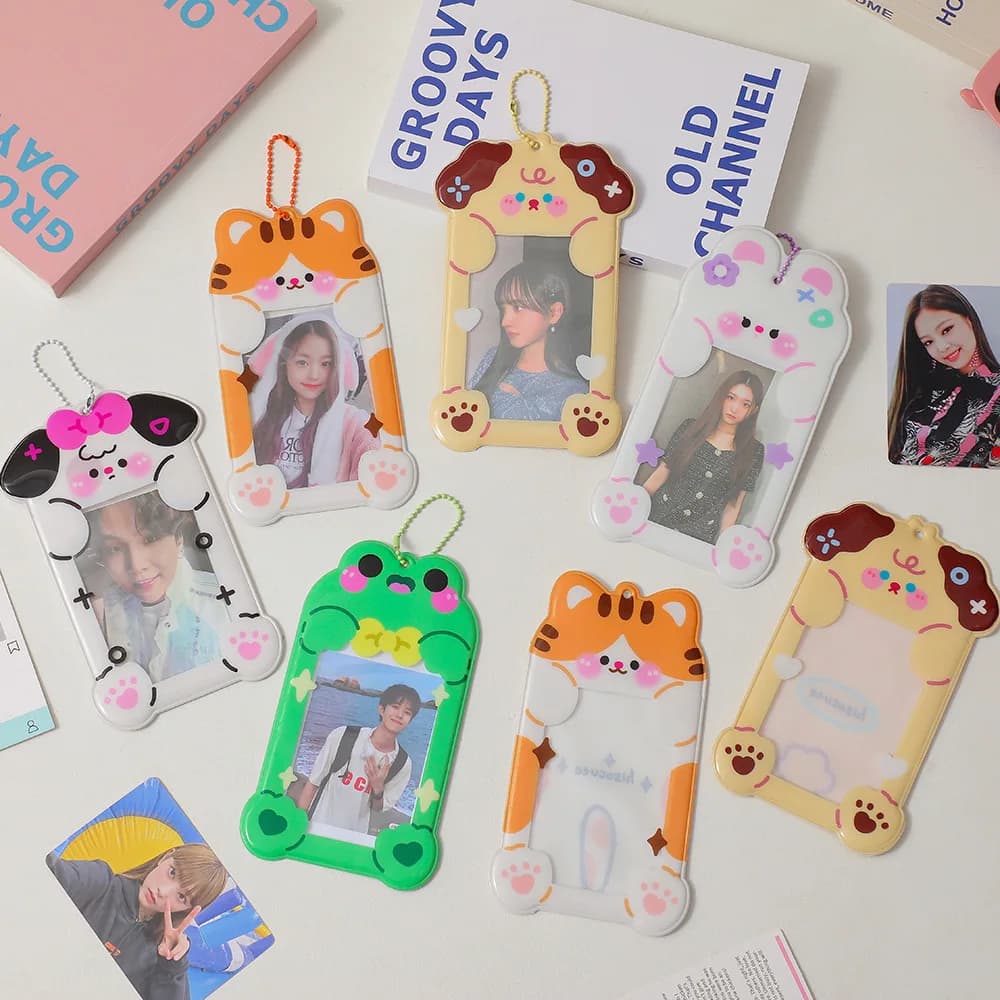 Summer PVC Photocard Holder Cartoon Animal Shaped Transparent Card Case Student Campus Card Access Bag 3-inch