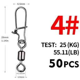 MEREDITH Pike Fishing Accessories Connector 50PCS Pin Bearing Rolling Swivel Stainless Steel Snap Fishhook Lure Swivels Tackle