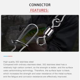 MEREDITH Pike Fishing Accessories Connector 50PCS Pin Bearing Rolling Swivel Stainless Steel Snap Fishhook Lure Swivels Tackle