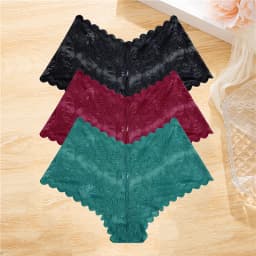 FINETOO 3Pcs/set Lace Boyshort Panties Women Low-Rise Floral Underwear S-XL Girls Sexy Panties Ladies Lace Underpants Lingerie