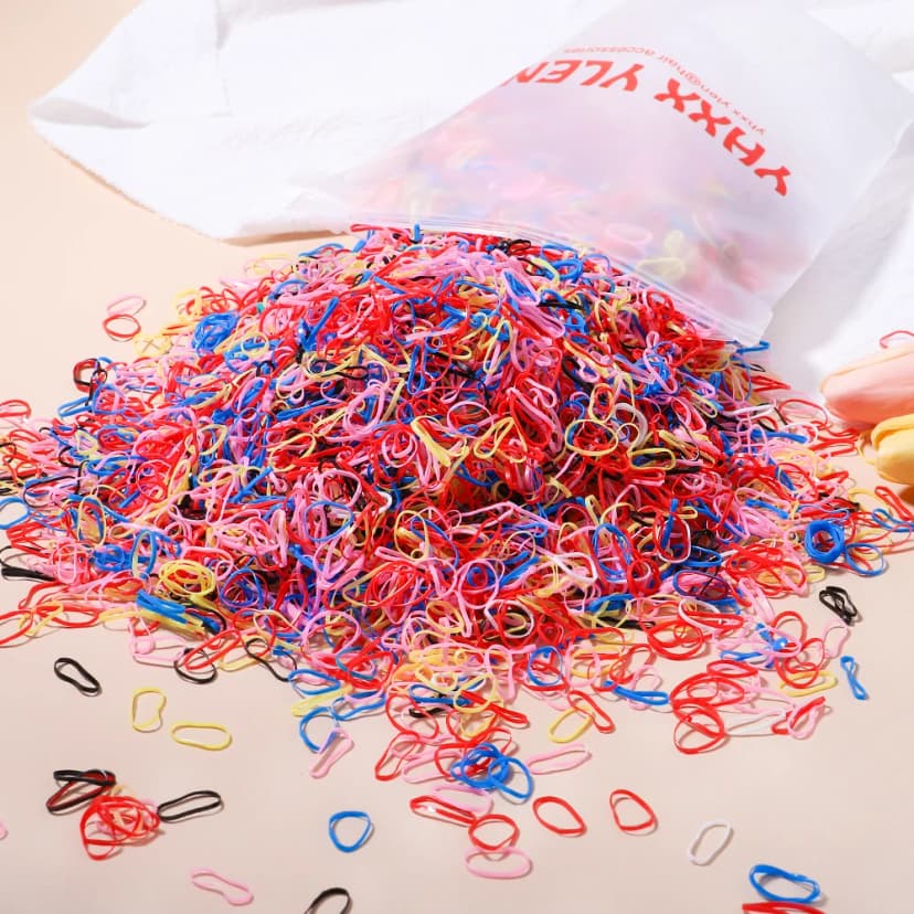500Pcs Girls Colourful Disposable Rubber Band Elastic Hair Bands Headband Children Ponytail Holder Bands Kids Hair Accessories