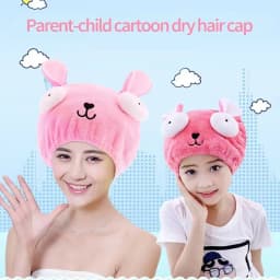 Dry Towel Bath Cap Cute Cartoon Coral Velvet Wrap Head Towel Hair Towel Absorbent Quick Dry Hair Cap Female Children and Adults