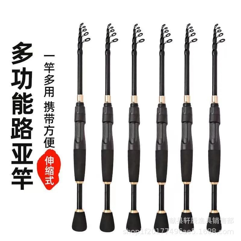 Portable Retractable Rod, Carbon Upturned Fishing Rod, Handle Straight Handle Two Wheel Base Multi-water Area Applicable Trans