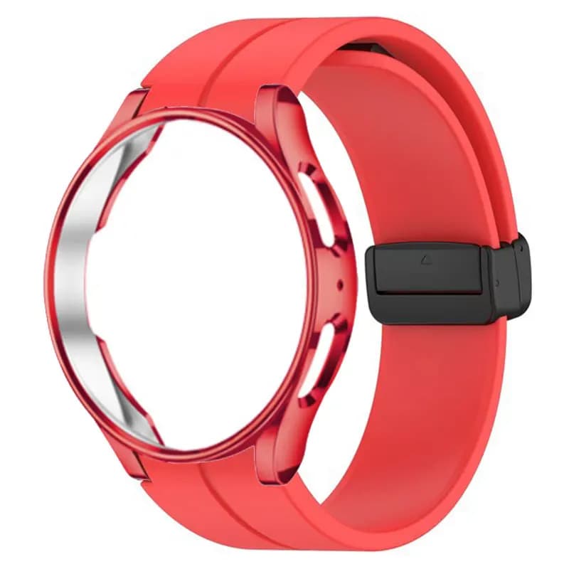 Original Silicone Strap+Case For Samsung Watch 4/5 40 44mm Watch 5 Pro 45mm Magnetic Buckle Band Galaxy Watch 4 Classic 42 46mm