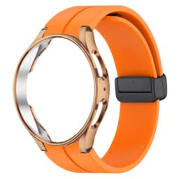 Original Silicone Strap+Case For Samsung Watch 4/5 40 44mm Watch 5 Pro 45mm Magnetic Buckle Band Galaxy Watch 4 Classic 42 46mm