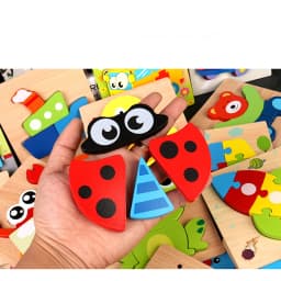 Baby High Quality 3D Wooden Puzzles Educational Cartoon Animals Early Learning Intelligence Puzzle Game Toys for Children