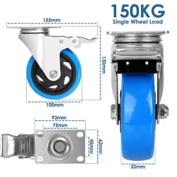 Transport Rollers 100MM Swivel Casters with Brake For All Types Of Floors, Furniture Transport Industrial Transport & Logistics