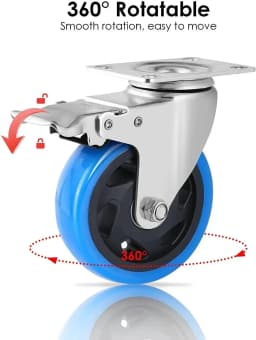 Transport Rollers 100MM Swivel Casters with Brake For All Types Of Floors, Furniture Transport Industrial Transport & Logistics