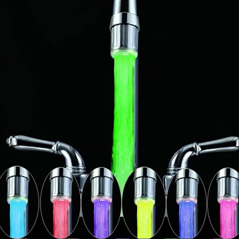 1pc Bathroom LED 3-Color Light-up  Faucet Kitchen Glow Water Saving Faucet Aerator Nozzle Shower