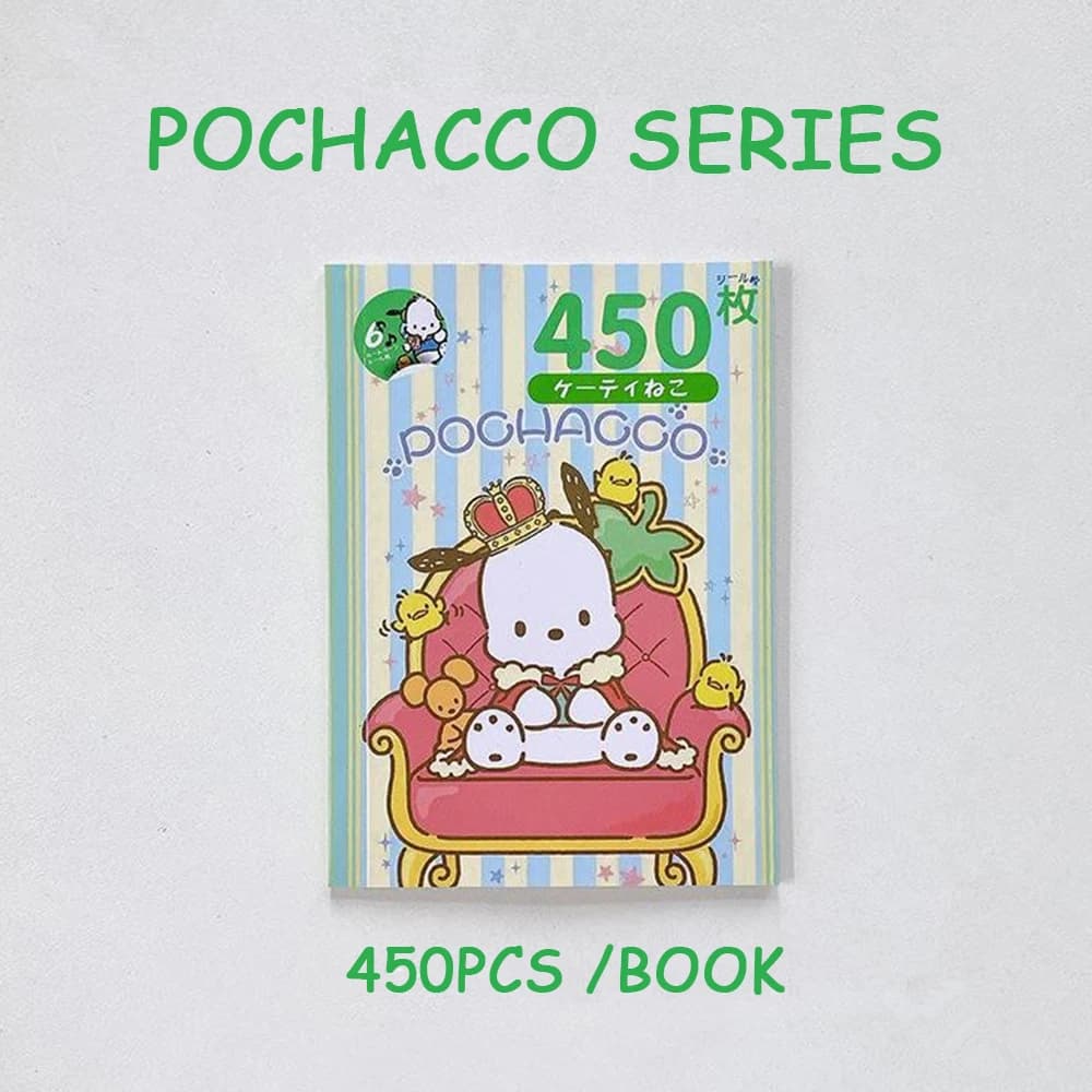 450Pcs Sanrio Kuromi Hello Kitty Sticker Book Melody Goo Card Cartoon Kawaii Sticker Hand Account Decoration For Girls Gift