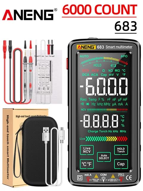 ANENG 683 Smart Multimeter High-end Touch 6000 Counts Multimetro Test Rechargeable Multitester AC/DC Voltage Tester Current Tool