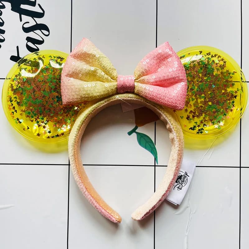 Disney Minnie Ear Headband For Women Disneyland Headband Mickey Adult/Child Ears Leather Plush Sequin Cosplay Girls Accessories