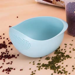 1PC-Silicone Colander Rice Bowl Drain Basket Fruit Bowl Washing Drain Basket with Handle Washing Basket Home Kitchen Organizer