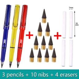 17pcs Set Infinity Pencils No Sharpening Eternity Pencils No Ink Kawaii Unlimited Pens Art Supplies School Stationery Nib Eraser