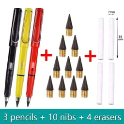 17pcs Set Infinity Pencils No Sharpening Eternity Pencils No Ink Kawaii Unlimited Pens Art Supplies School Stationery Nib Eraser