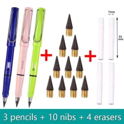 17pcs Set Infinity Pencils No Sharpening Eternity Pencils No Ink Kawaii Unlimited Pens Art Supplies School Stationery Nib Eraser