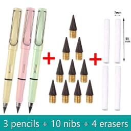 17pcs Set Infinity Pencils No Sharpening Eternity Pencils No Ink Kawaii Unlimited Pens Art Supplies School Stationery Nib Eraser