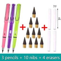 17pcs Set Infinity Pencils No Sharpening Eternity Pencils No Ink Kawaii Unlimited Pens Art Supplies School Stationery Nib Eraser