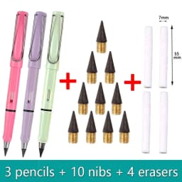 17pcs Set Infinity Pencils No Sharpening Eternity Pencils No Ink Kawaii Unlimited Pens Art Supplies School Stationery Nib Eraser