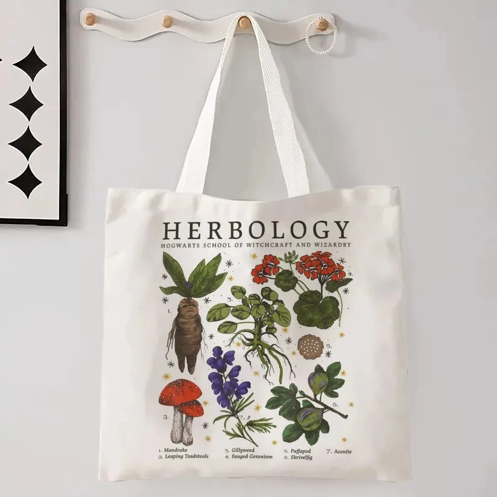 Mushroom Tote Bag Black Cotton Cloth Shoulder Shopper Bags Cute Cartoon For Women Handbag Eco Foldable Reusable Shopping Bag